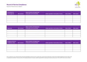 Record of service compliance