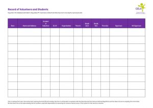 Record of Volunteers and Students