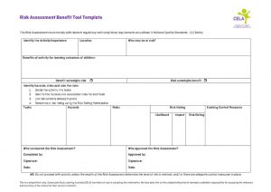 Risk Benefit Assessment Tool Template
