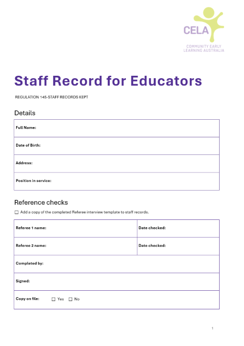 Staff Record for Educators