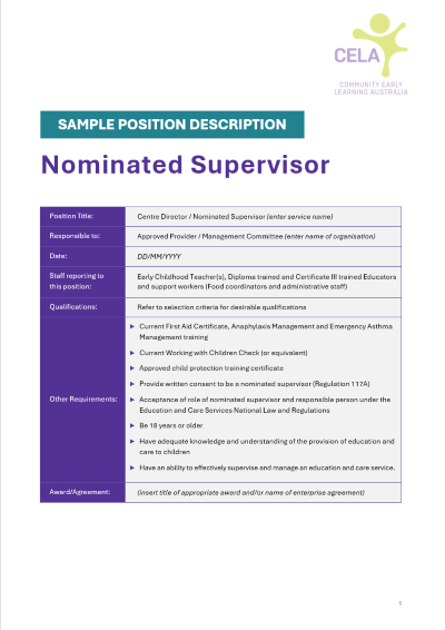 Nominated Supervisor