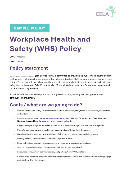 Workplace Health and Safety Policy