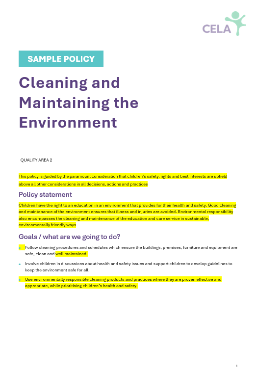 Cleaning and Maintaining the Environment