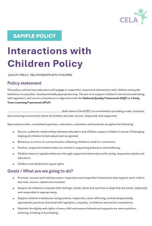 Interactions with Children (National & NSW)