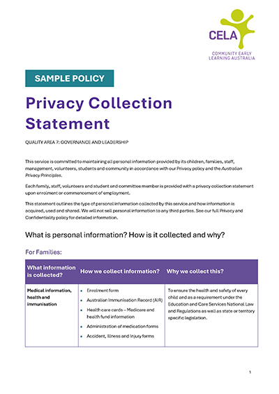 Privacy Collection Statement