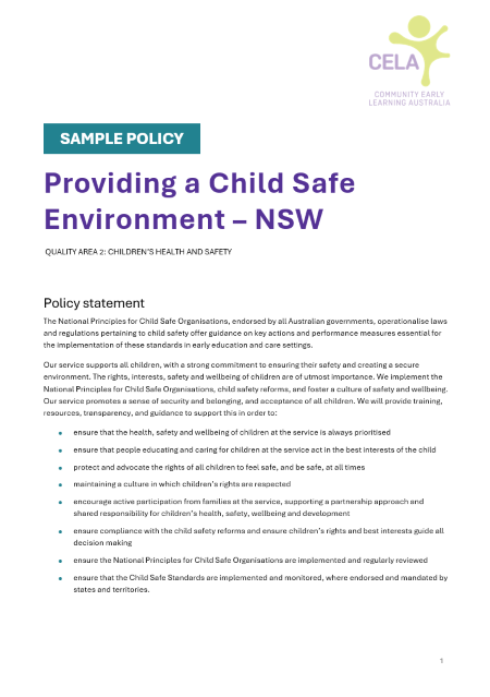 Providing a Child Safe Environment NSW