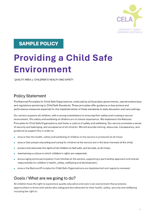 Providing a Child Safe Environment