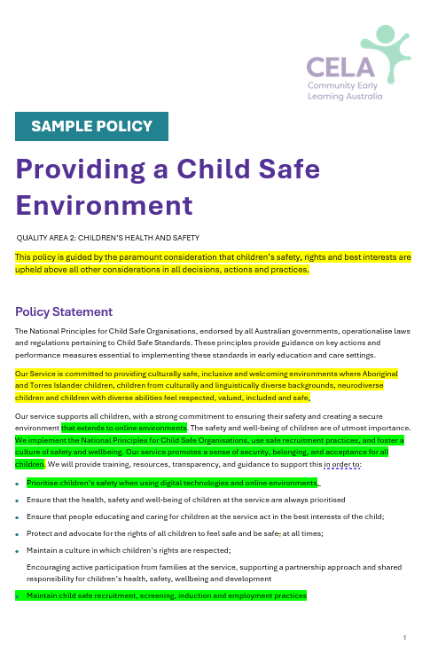 Providing a Child Safe Environment NSW and National