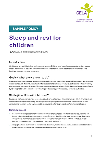 Sleep and rest for children