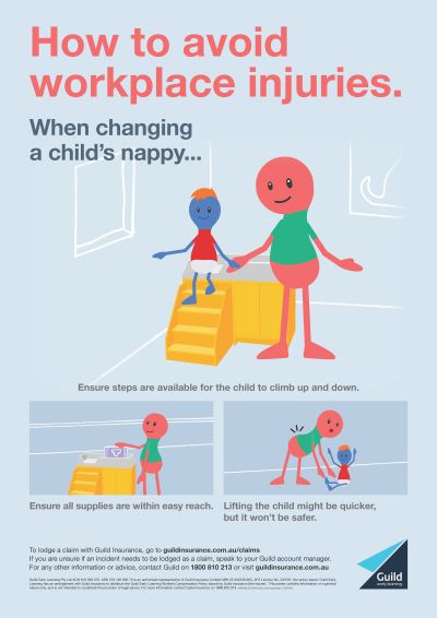 Avoid workplace injuries when changing a child's nappy