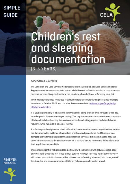 Children's rest and sleep documentation (3-5 years)