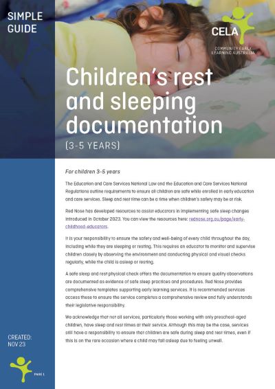 Children's rest and sleep documentation (3-5 years)
