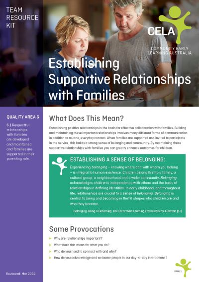 Establishing Supportive Relationships with Families