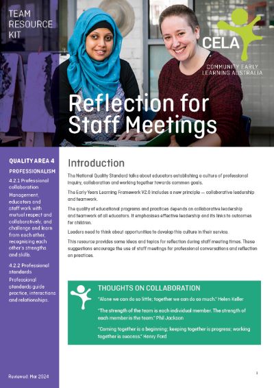 Reflection for Staff Meetings