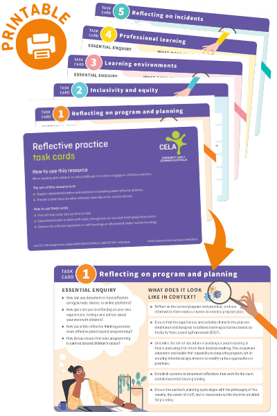 Reflective practice task cards
