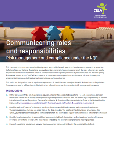 Communicating Roles and Responsibilities: Risk management tool