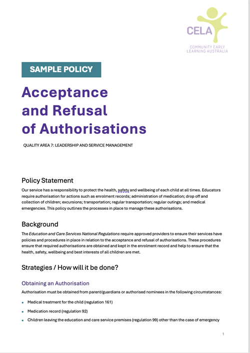 Acceptance and Refusal of Authorisations