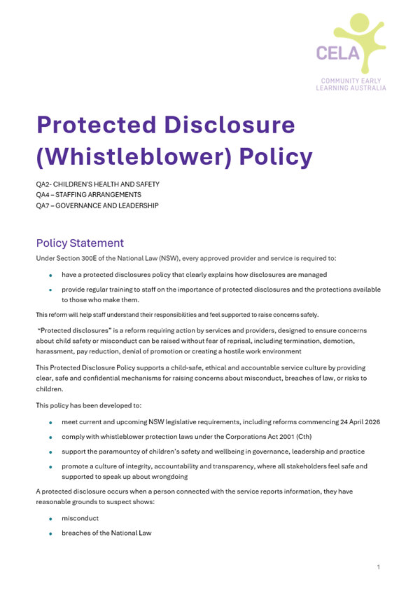 Protected Disclosures Policy